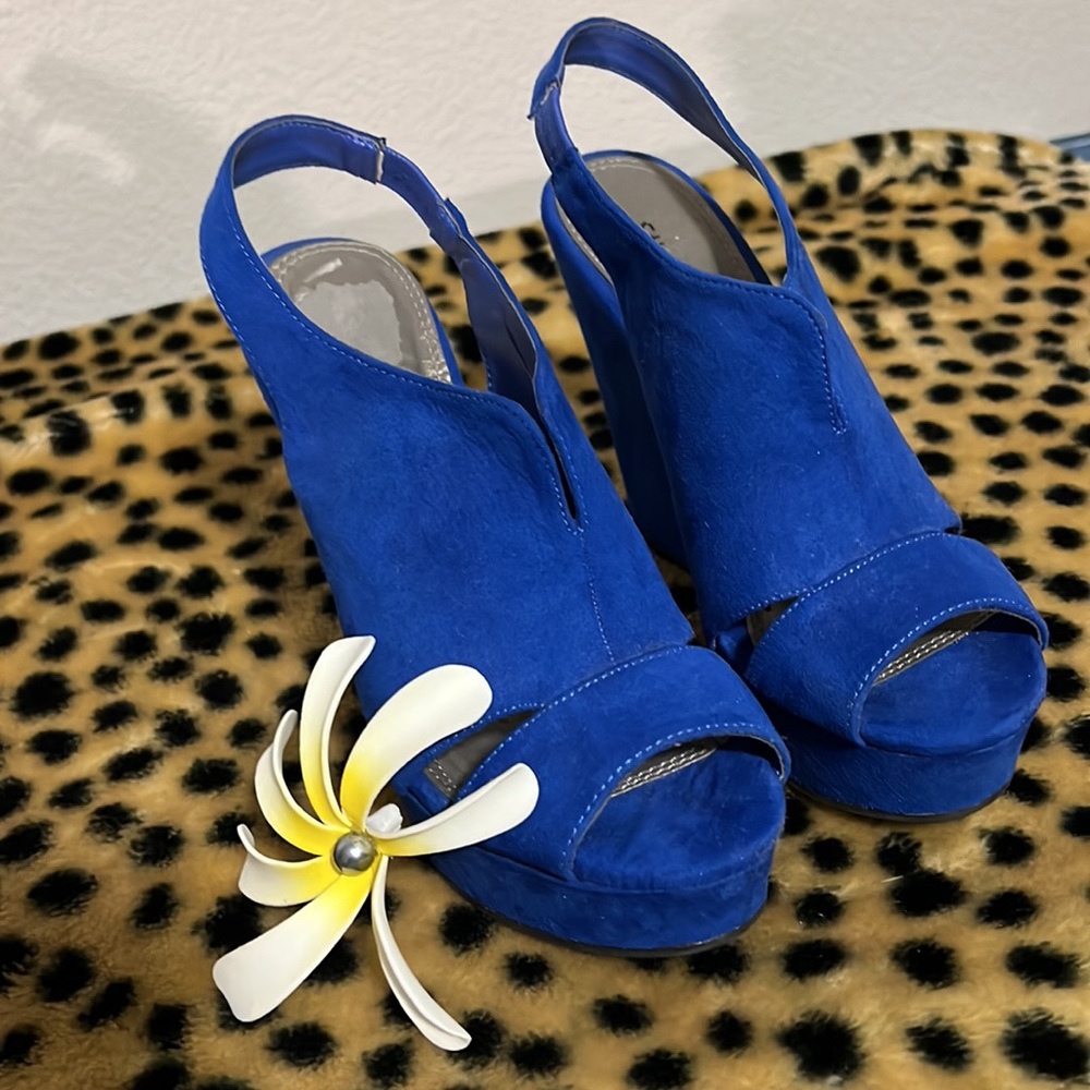 Cobalt Blue Wedge Heel Shoe